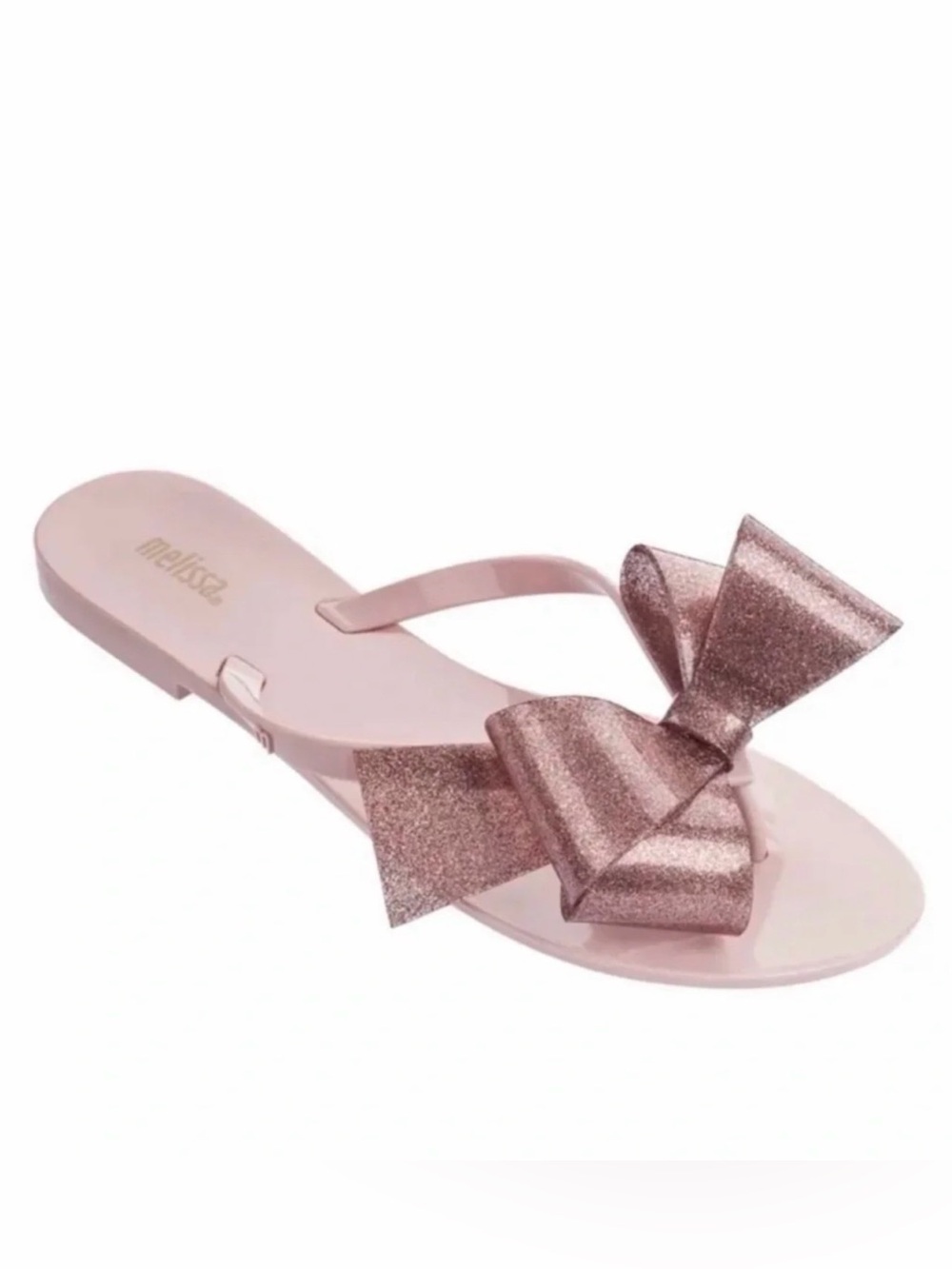Melissa Pink Glitter Bow Jelly Sandals